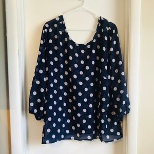 Navy Blue Polka Dot Blouse 3X